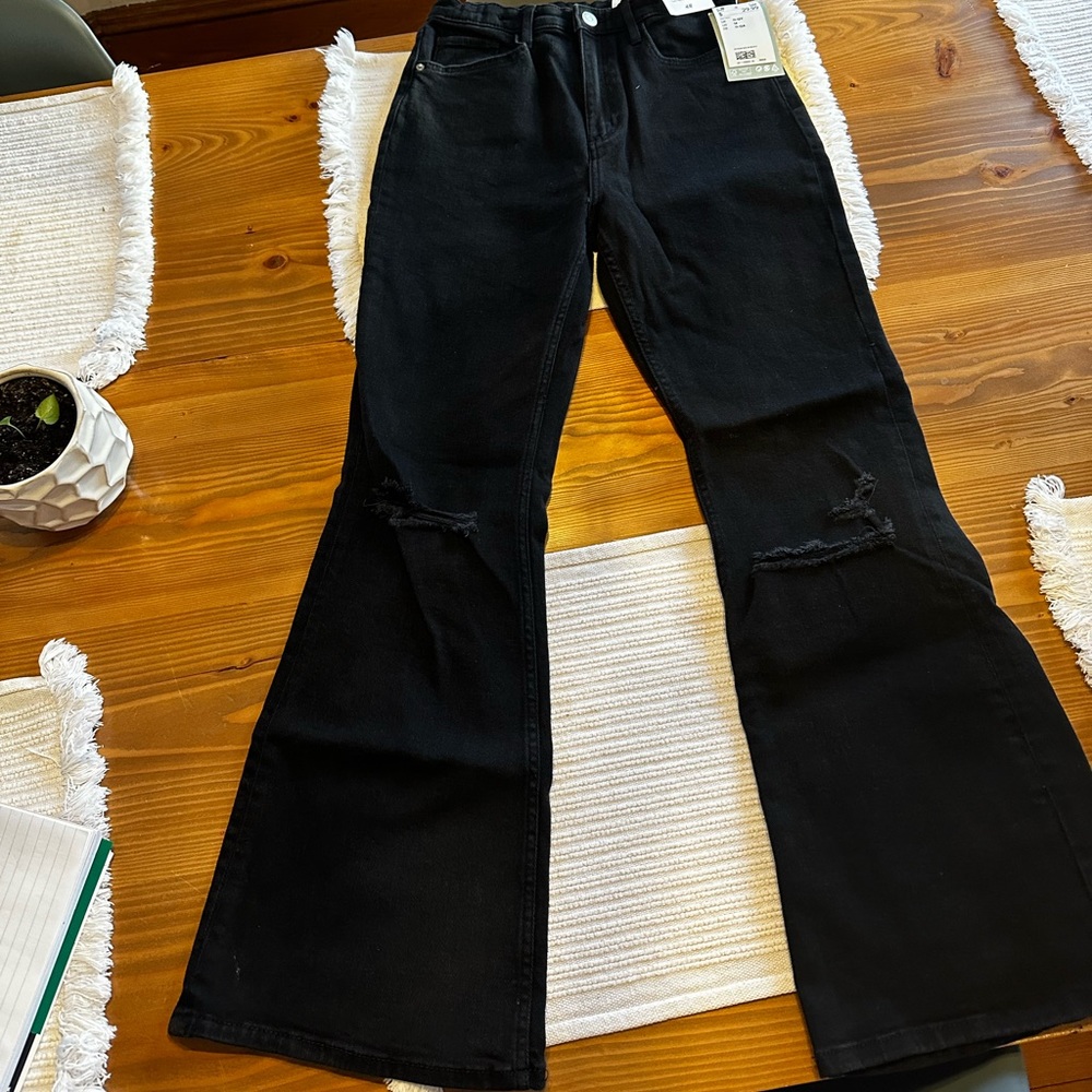 Black Flare Ripped Jeans